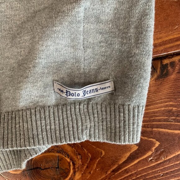 Ralph Lauren Polo Jeans Argyle Gray Women's Medium Button Down Cardigan Sweater - Picture 9 of 13